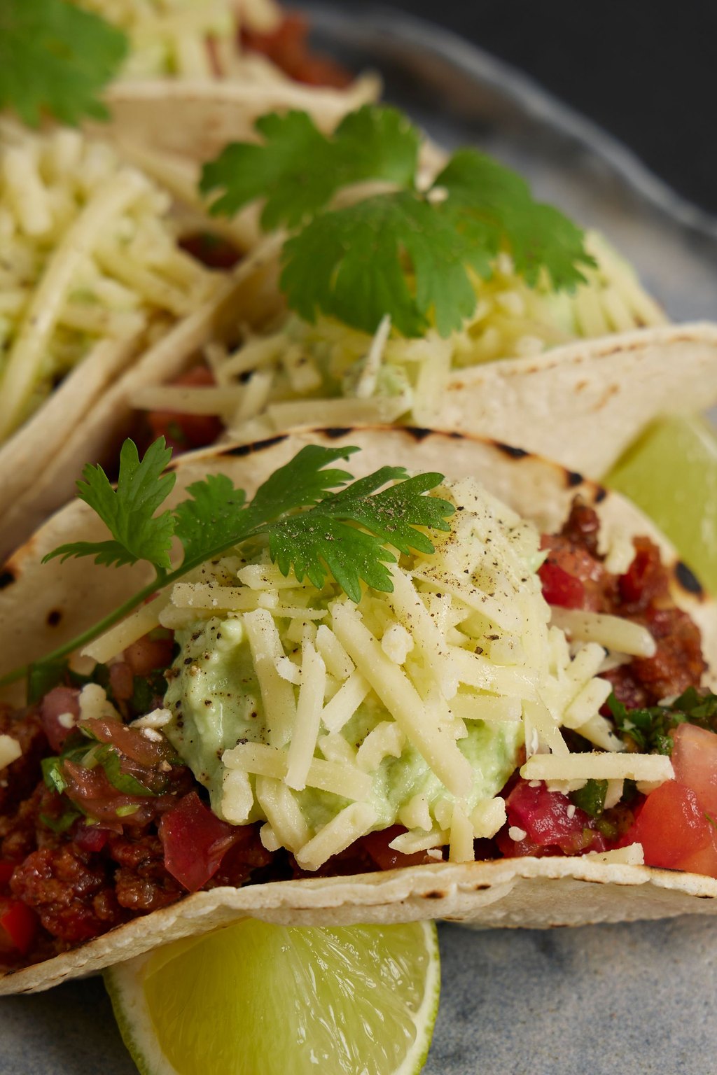 Close up of easy beef tacos