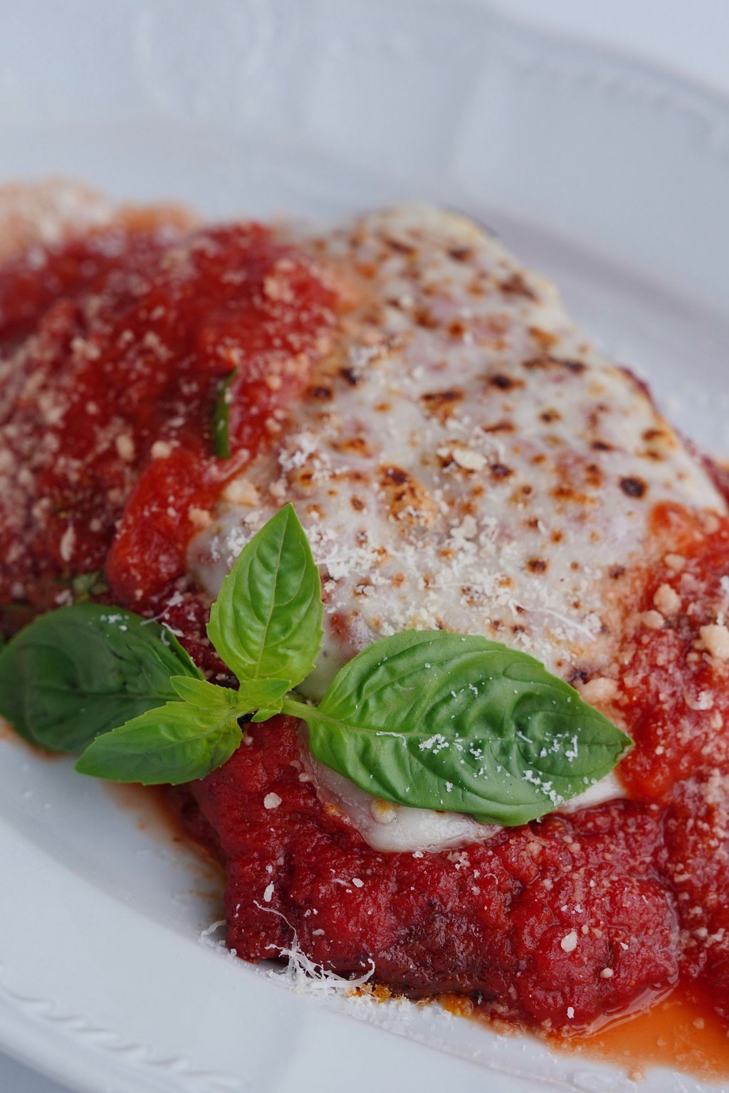 Close up of easy chicken parmesan