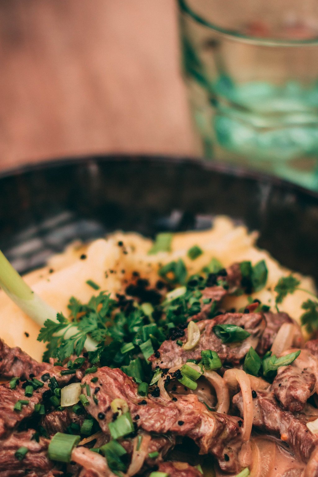 Close up of ground beef stroganoff