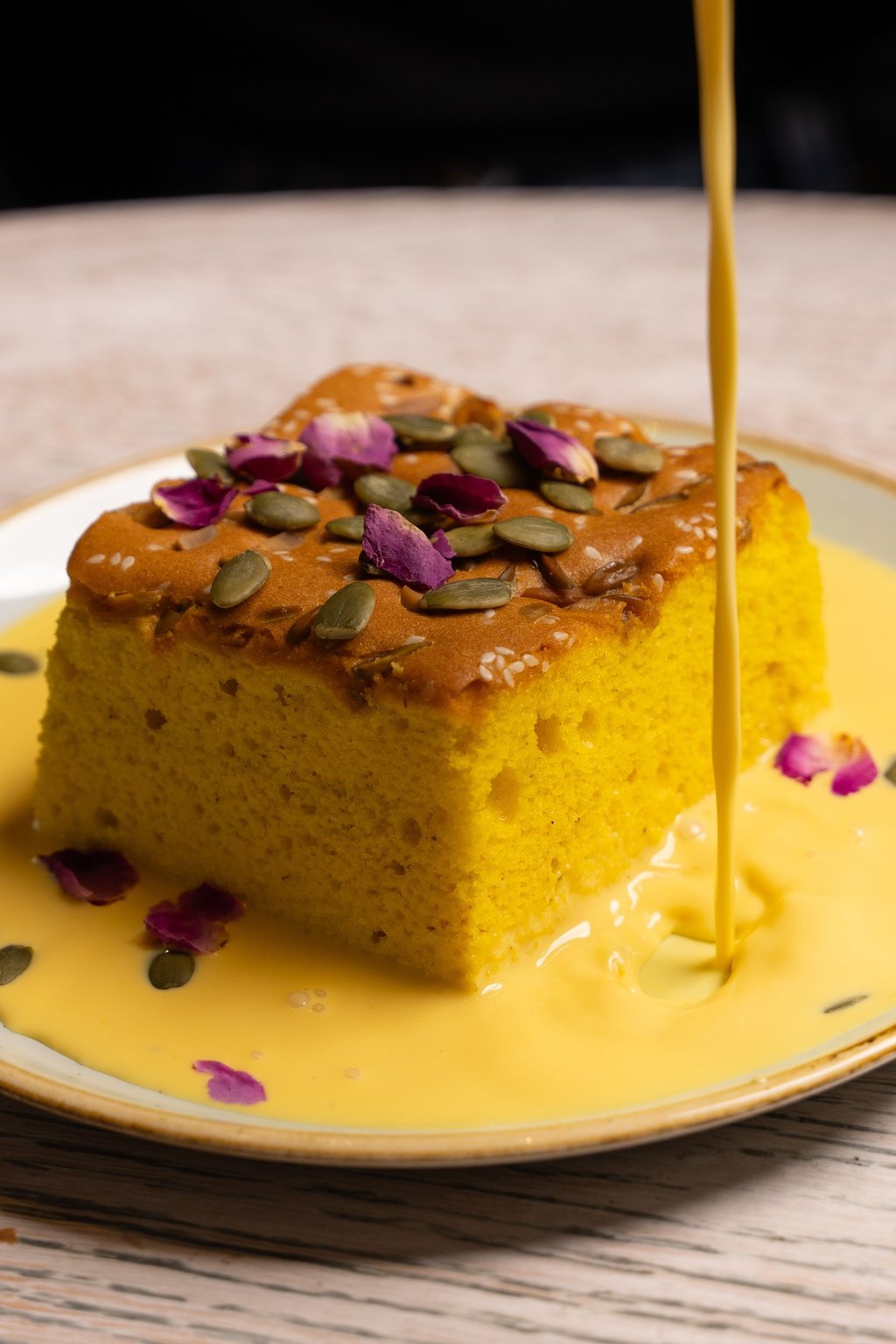Close up of pumpkin dump cake