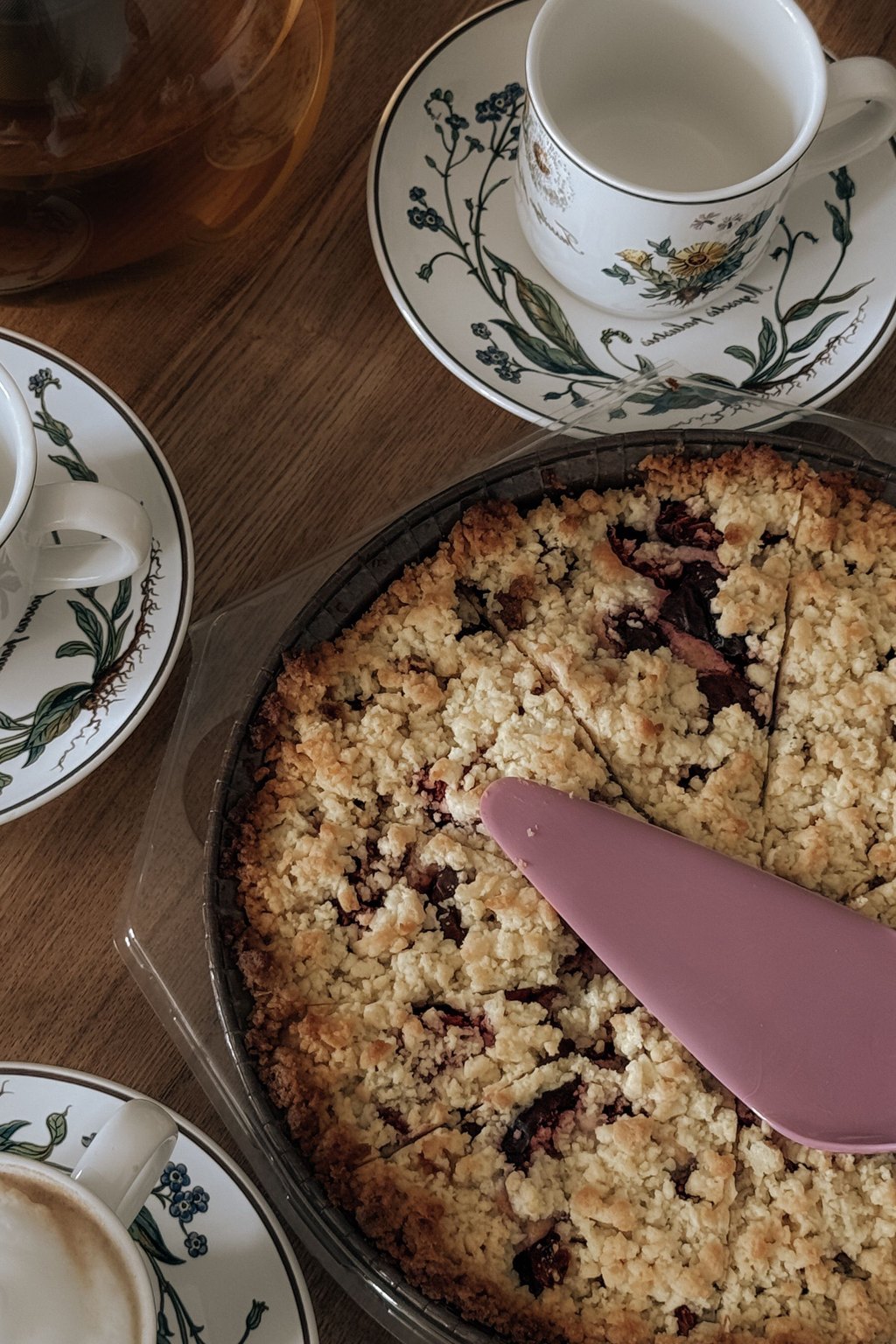 Close up of strawberry dump cake