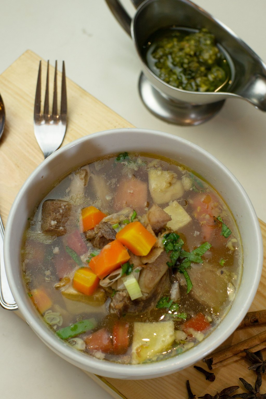 Close up of beef and barley stew