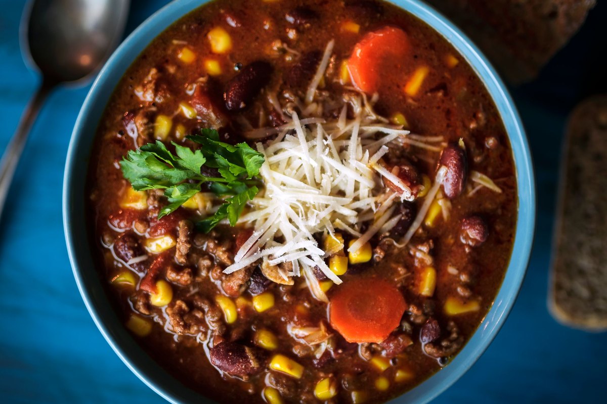 A serving of simple homemade chili