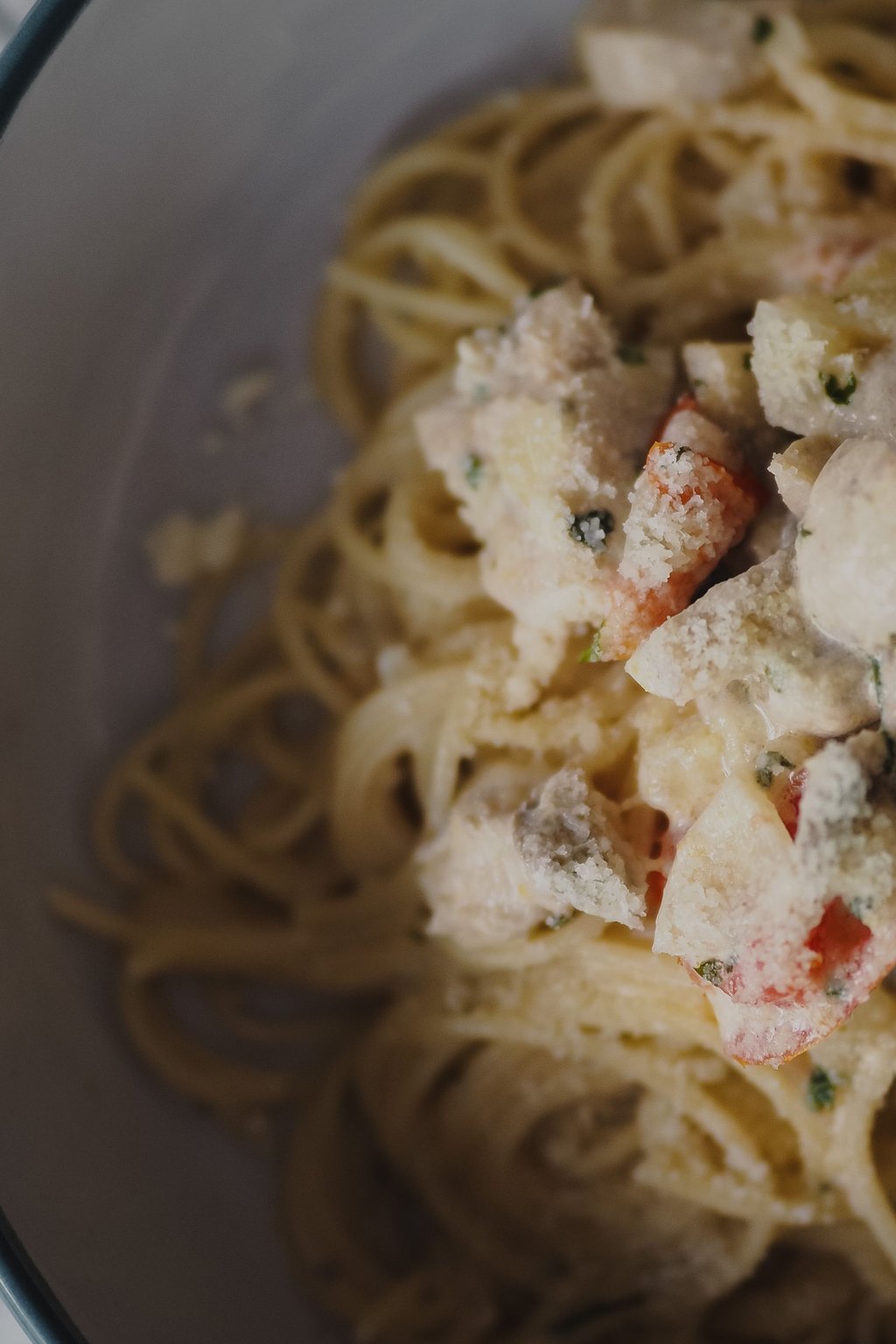 Close up of chicken spaghetti