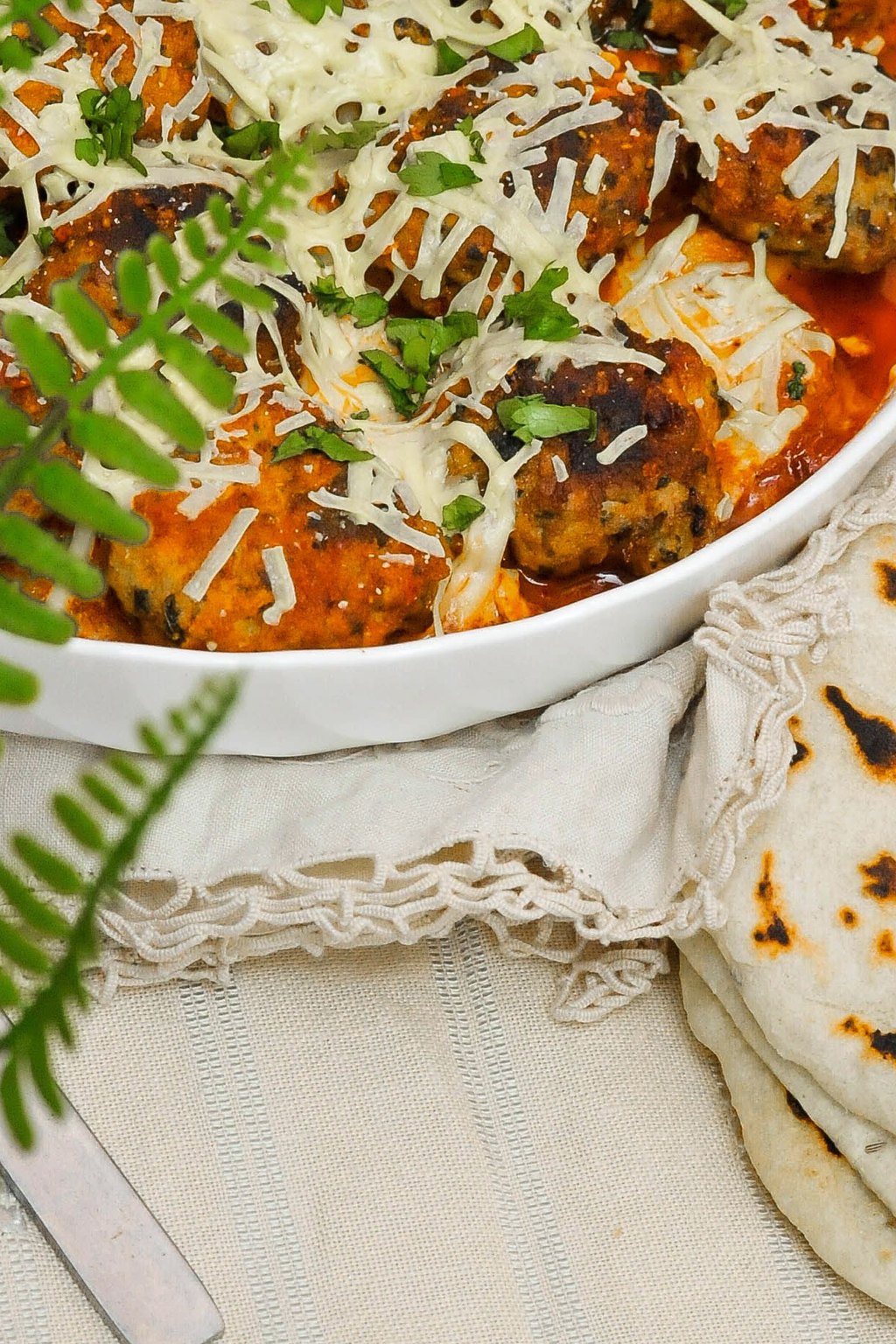 Close up of baked turkey meatballs