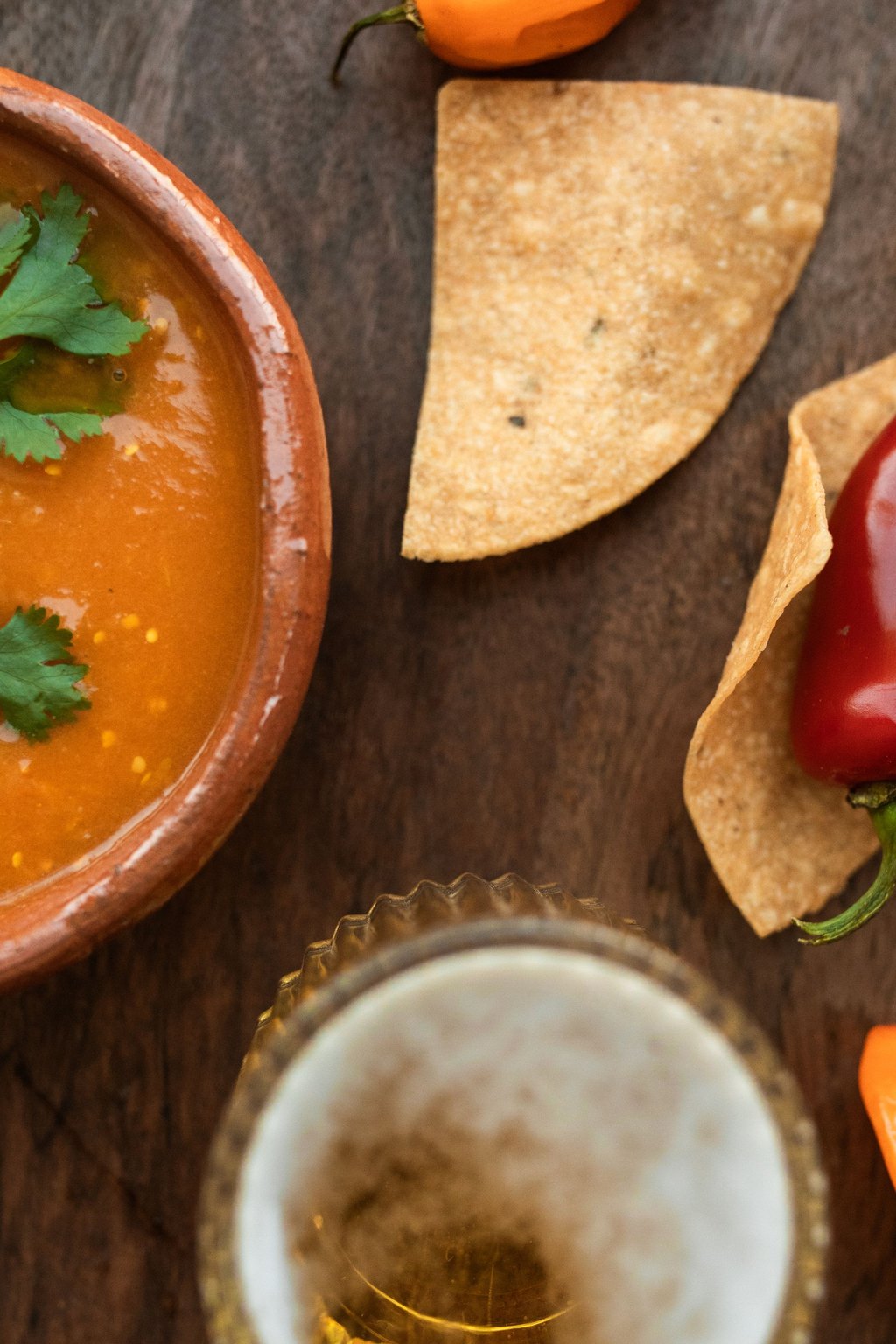 Close up of chicken tortilla soup