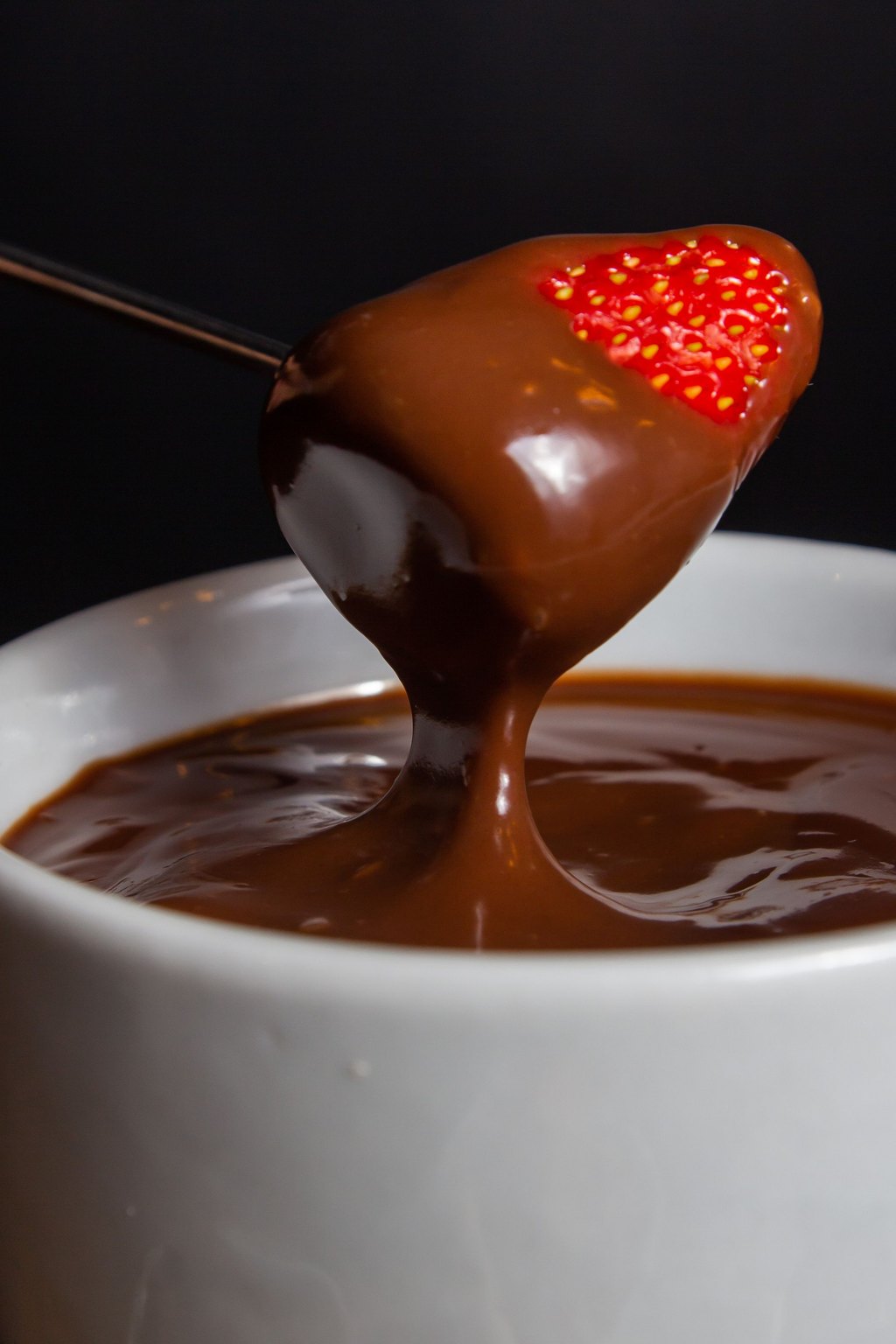 Close up of chocolate fondue