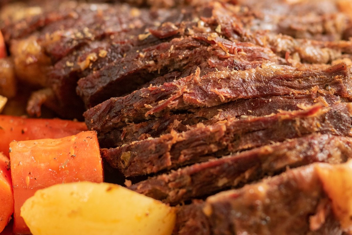 A serving of crockpot pot roast