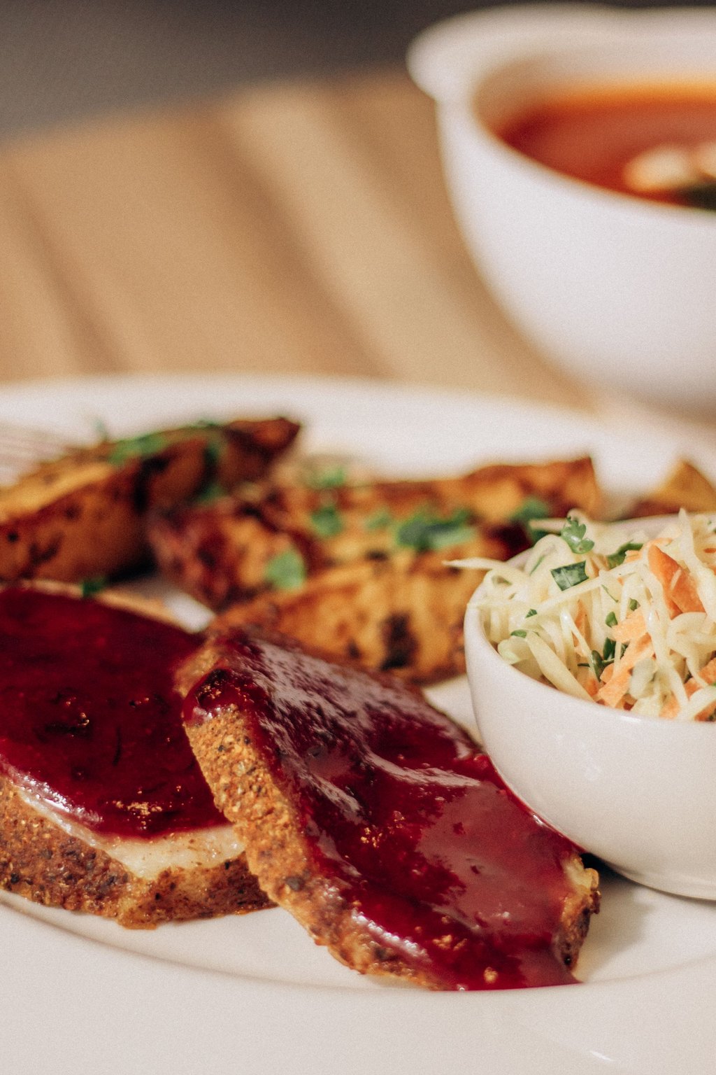 Close up of glazed classic meatloaf