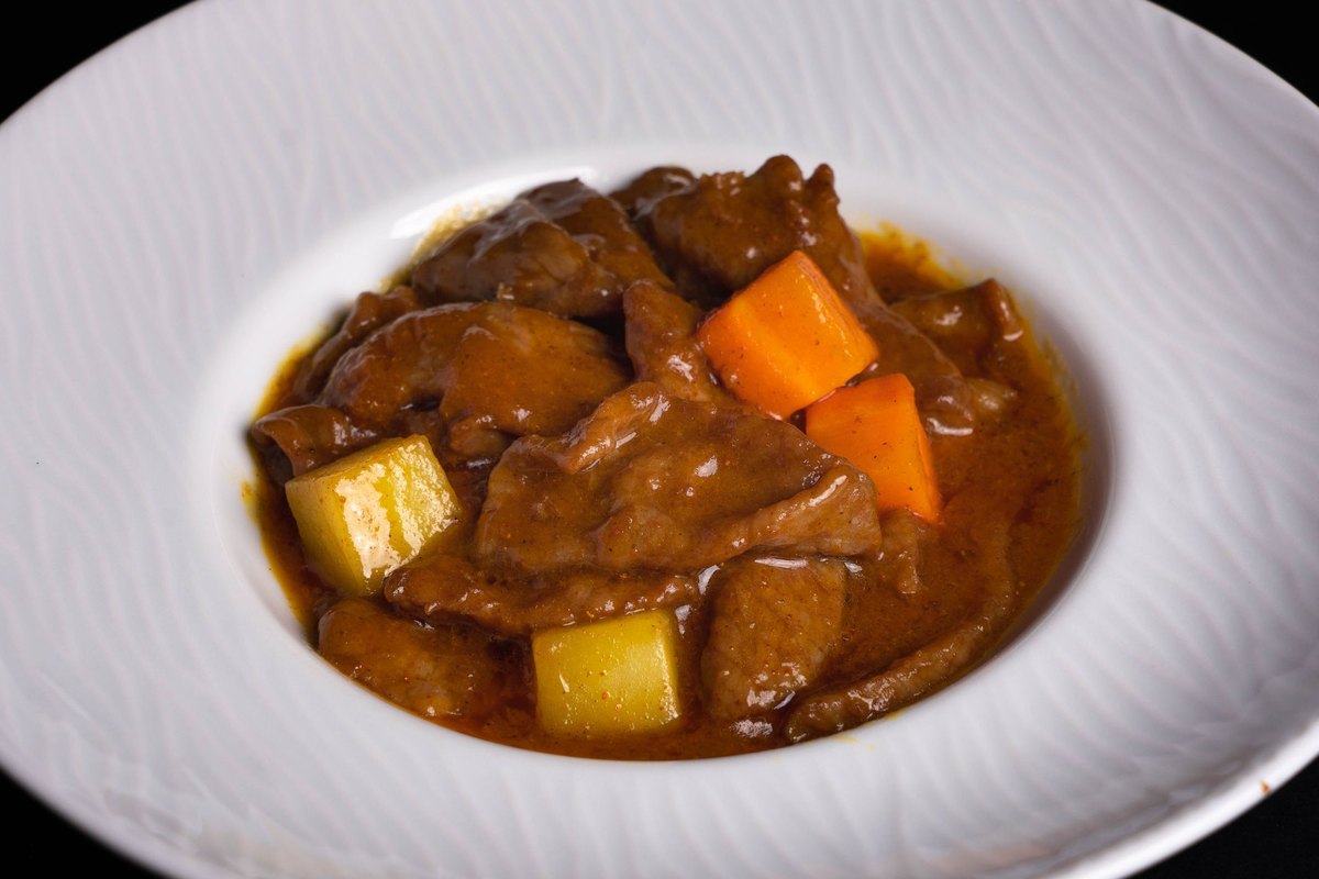 A serving of old fashioned beef stew