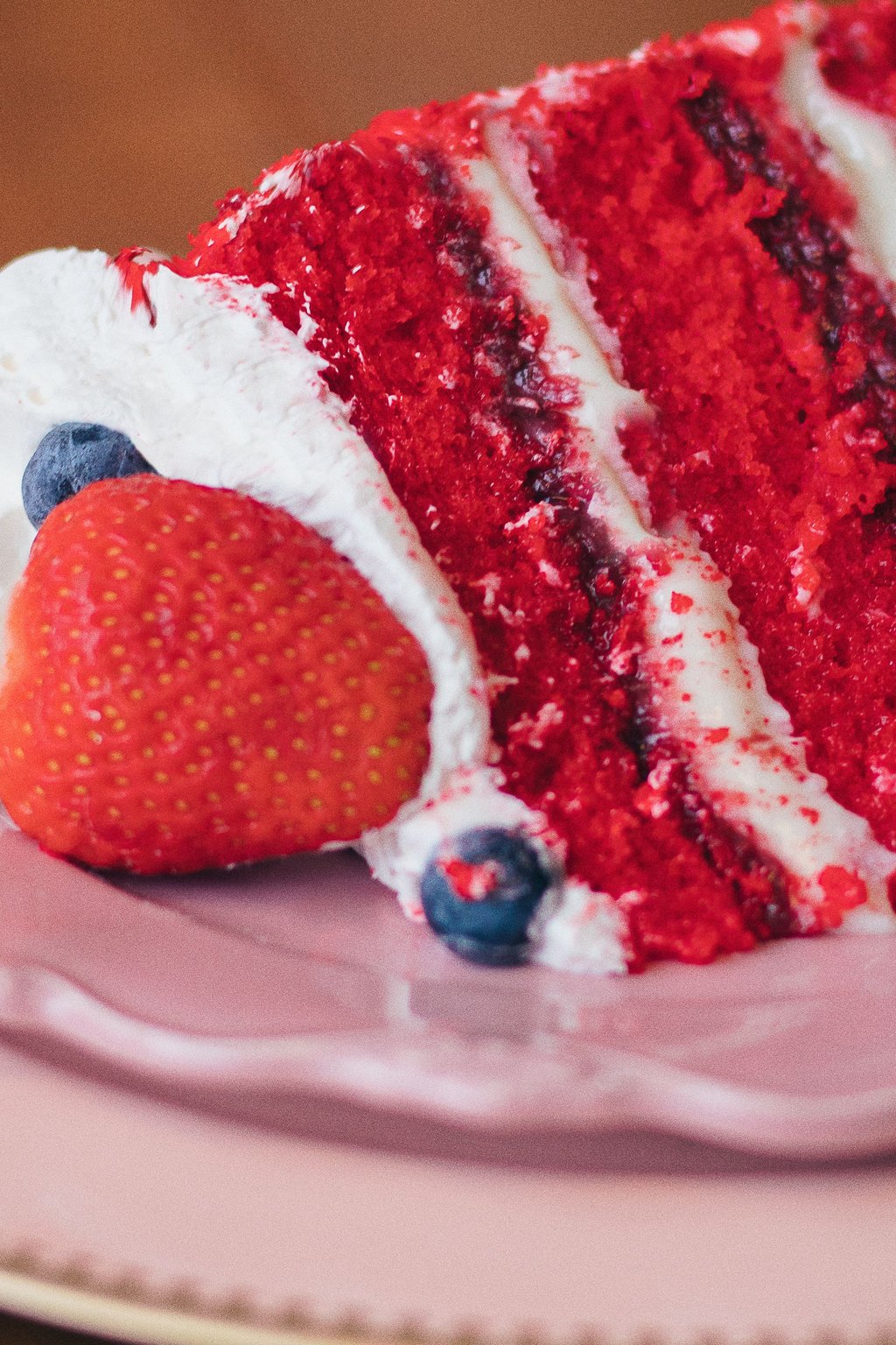 Close up of red velvet cheesecake brownies