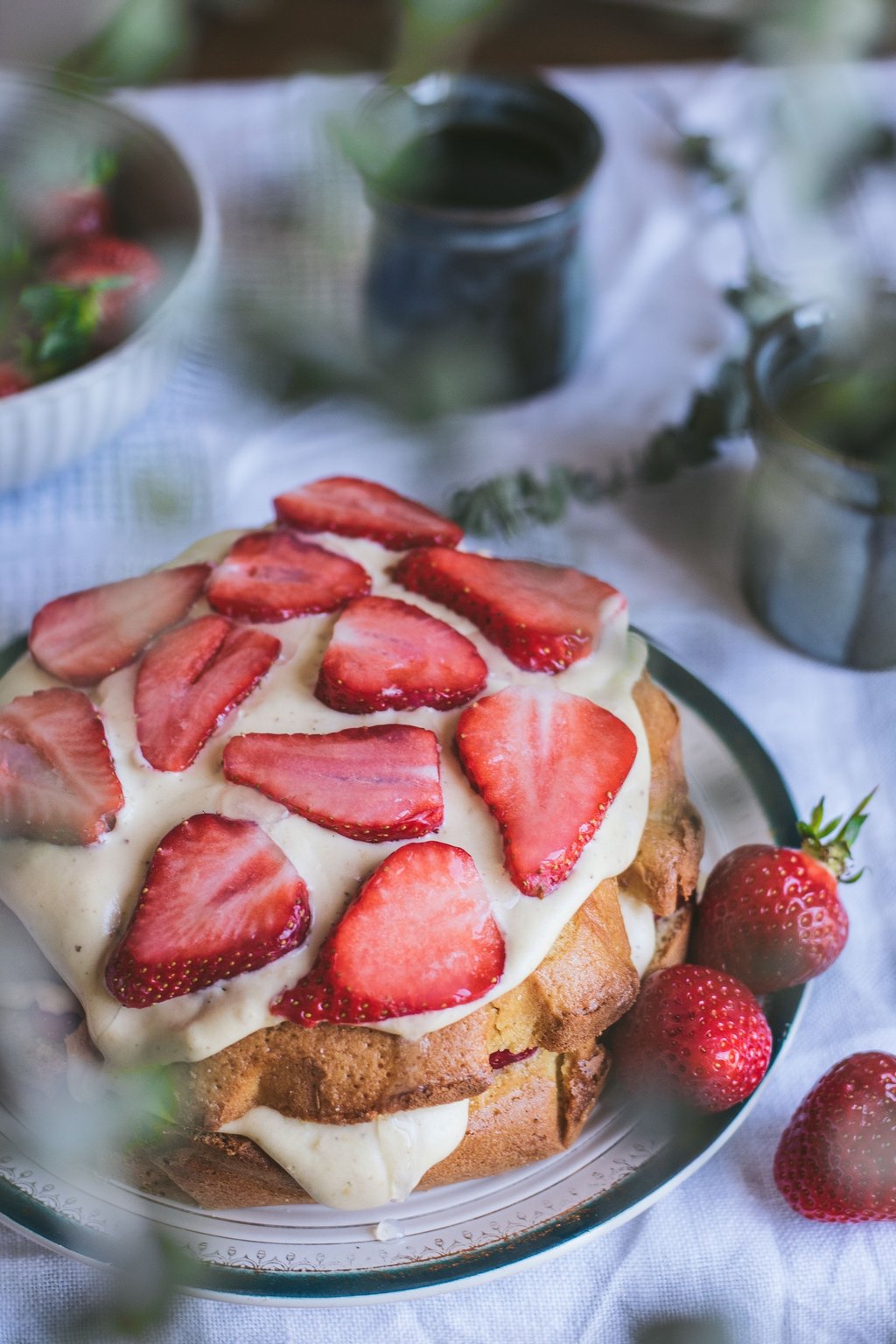 Close up of strawberry shortcake