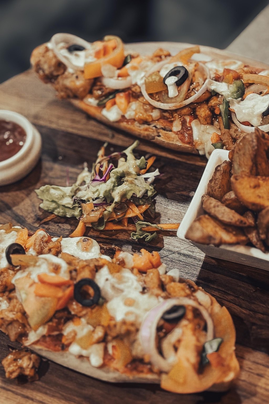 Close up of french bread pizza