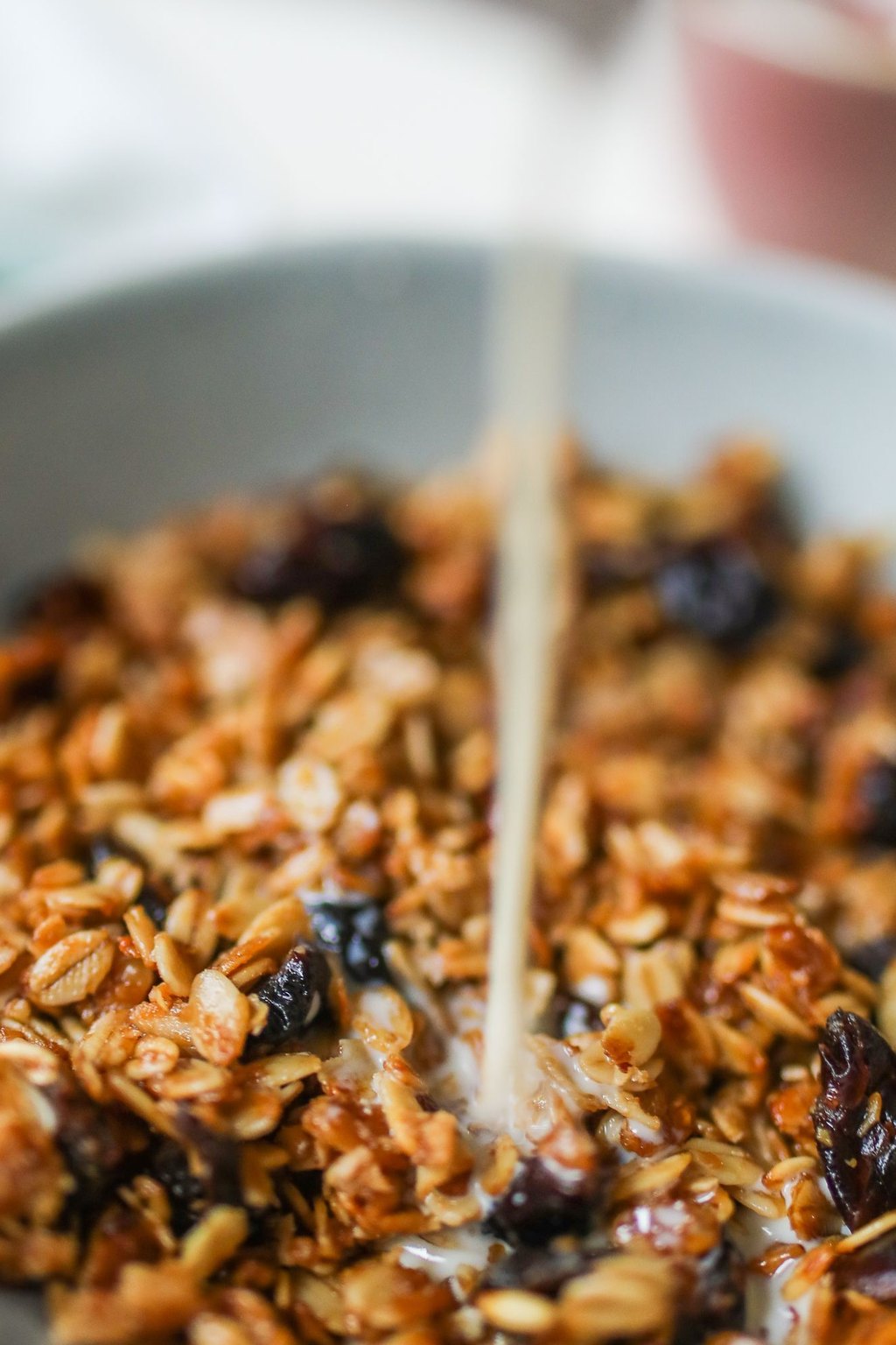Close up of homemade honey granola
