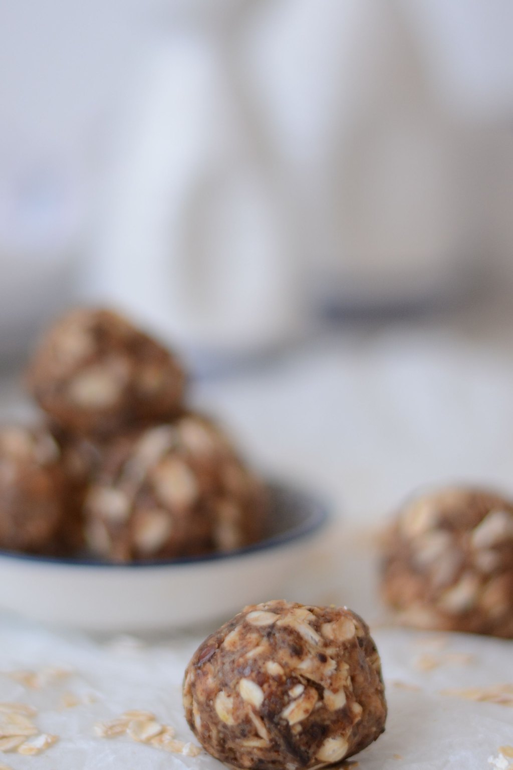 Close up of peanut butter energy bites