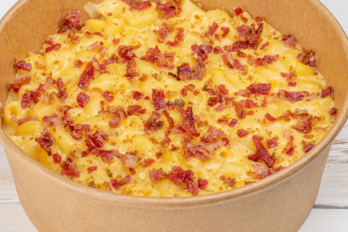 A serving of crockpot mac and cheese
