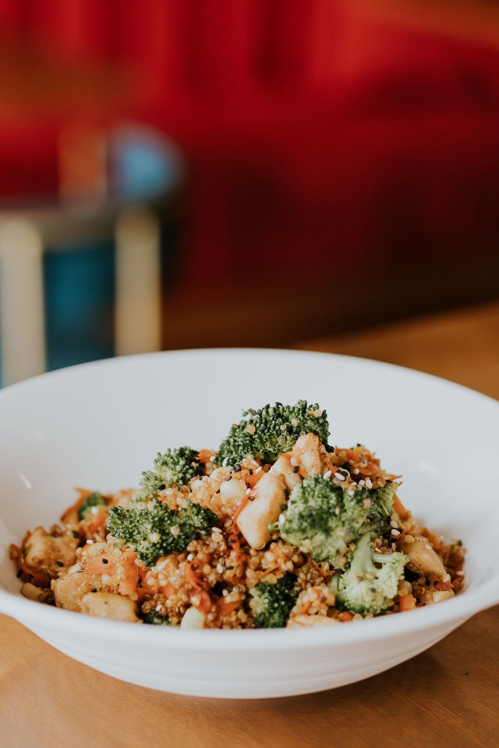 Close up of broccoli salad with bacon