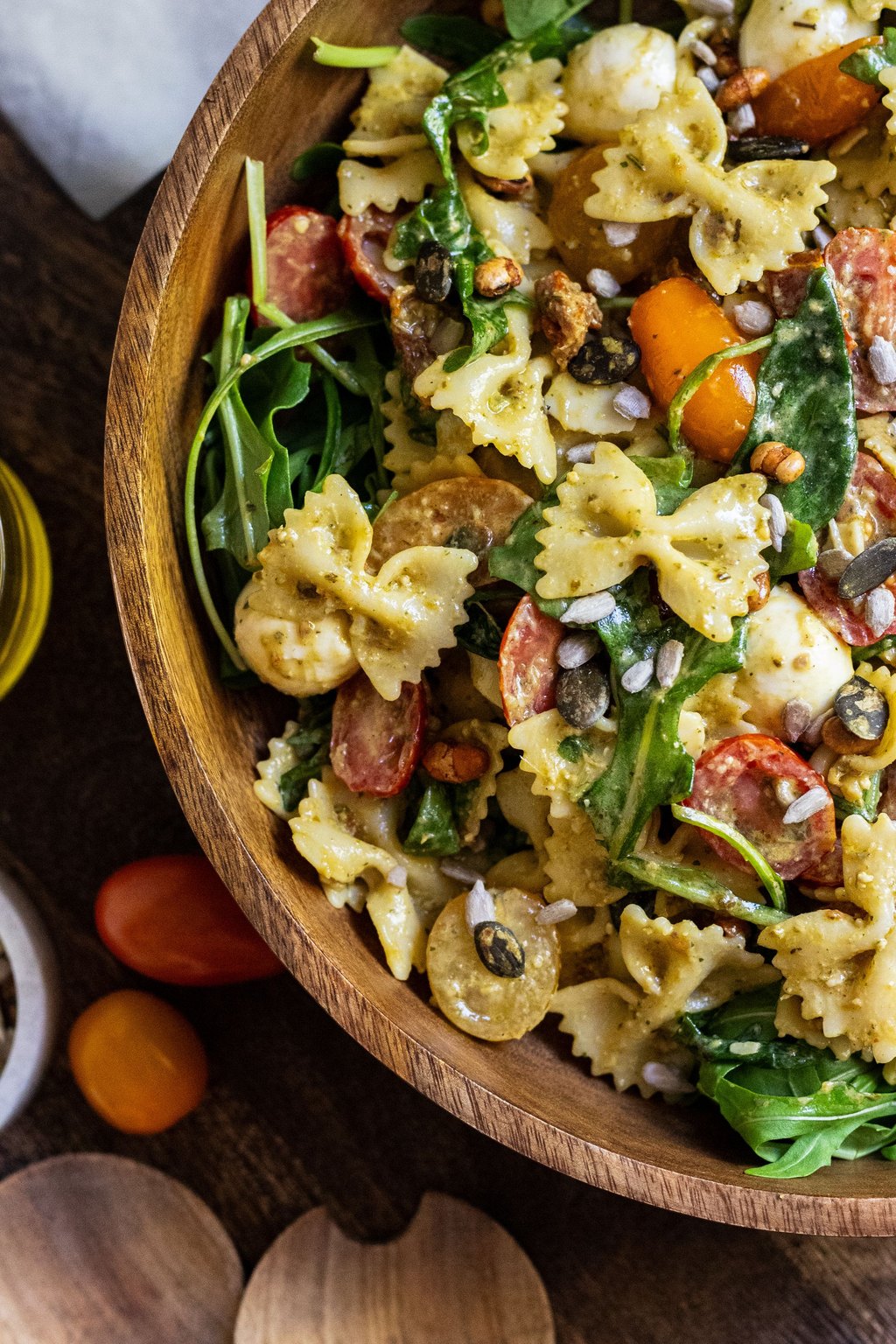 Close up of italian pasta salad