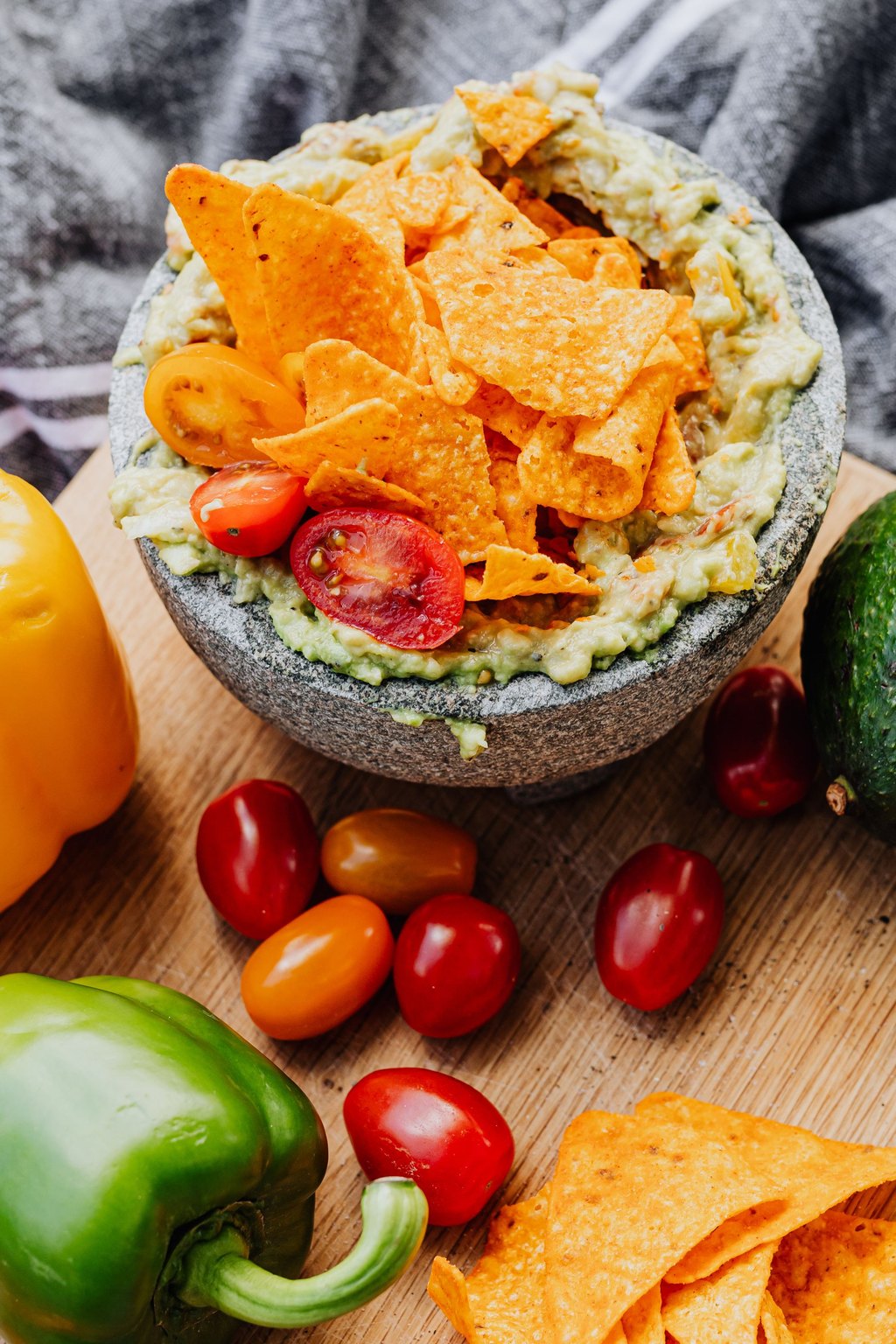 Close up of seven layer dip
