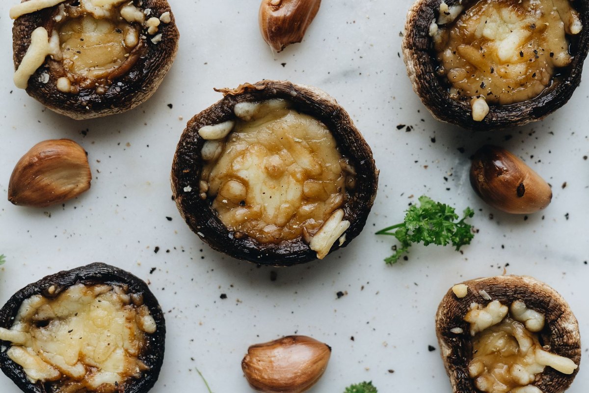Cream Cheese Stuffed Mushrooms ready to serve
