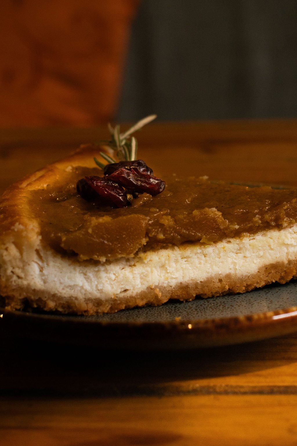 Close up of pumpkin cheesecake