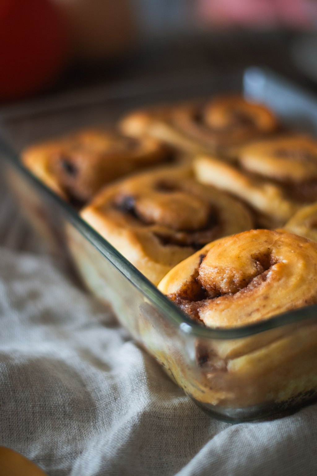 Close up of pumpkin cinnamon rolls