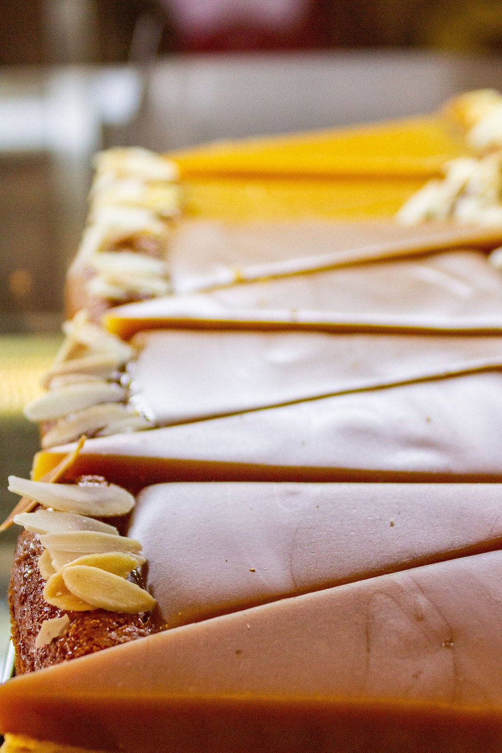 Close up of caramel apple cheesecake bars