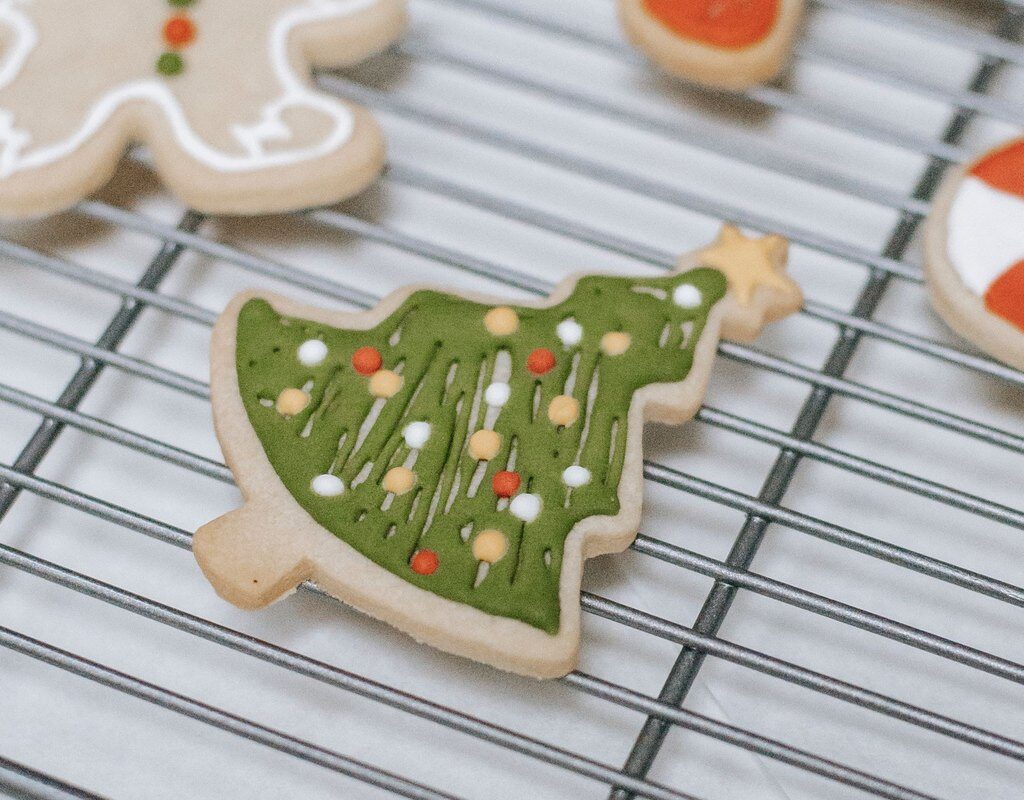 Close up of classic sugar cookie cutouts