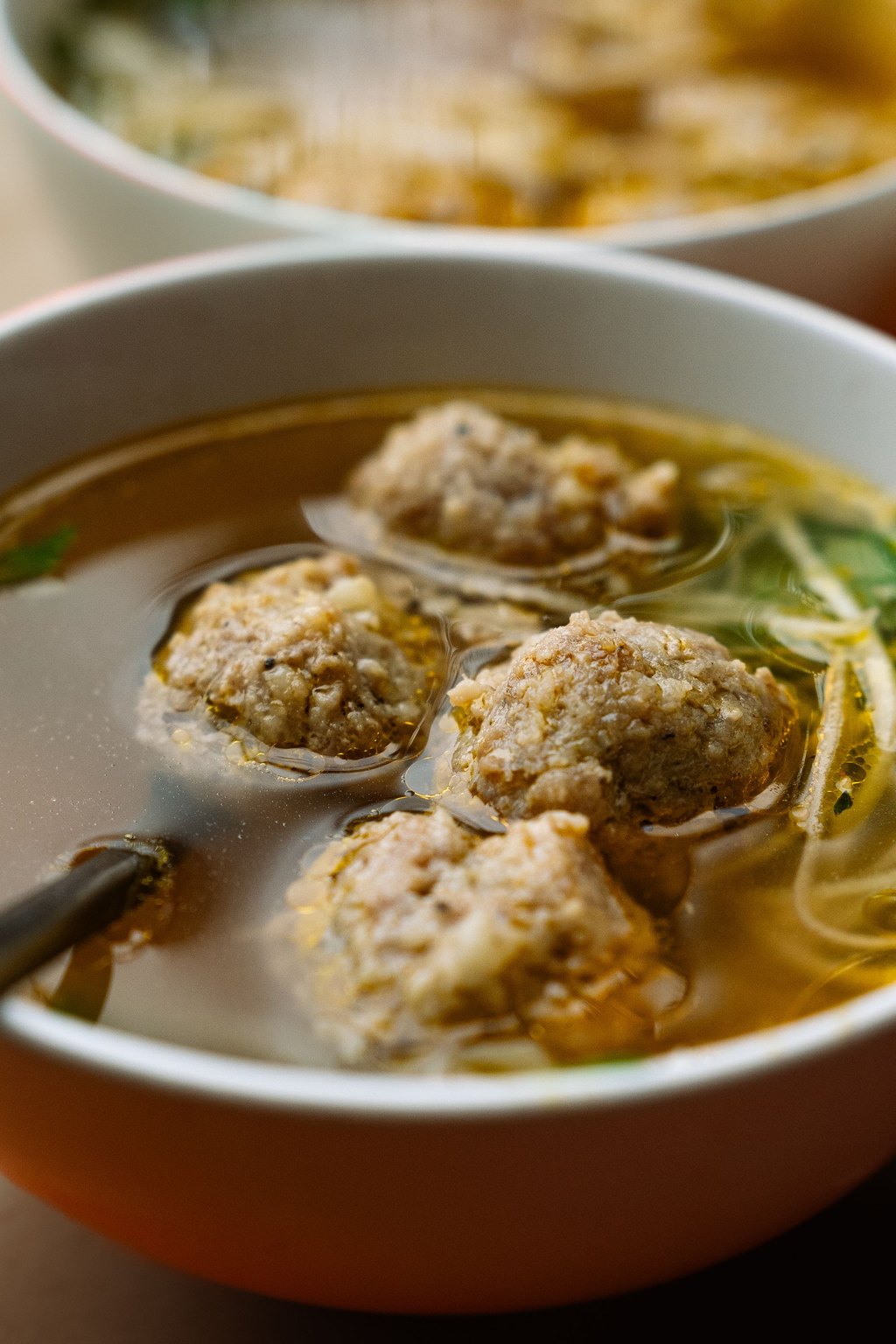 Close up of italian wedding soup