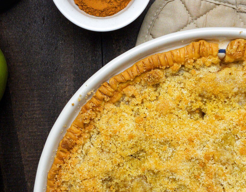 Close up of old fashioned apple crisp