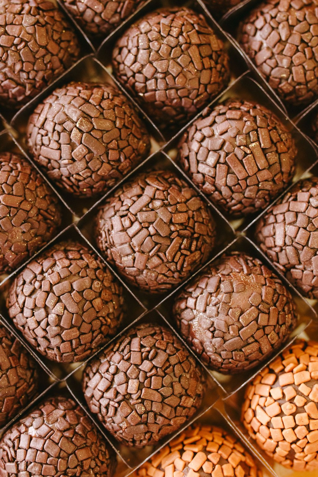 Close up of peanut butter buckeyes