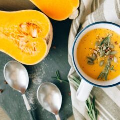 Close up of roasted butternut squash soup