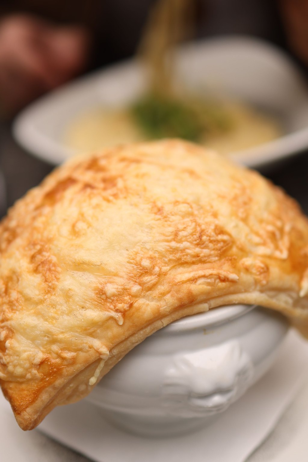 Close up of sheet pan chicken pot pie