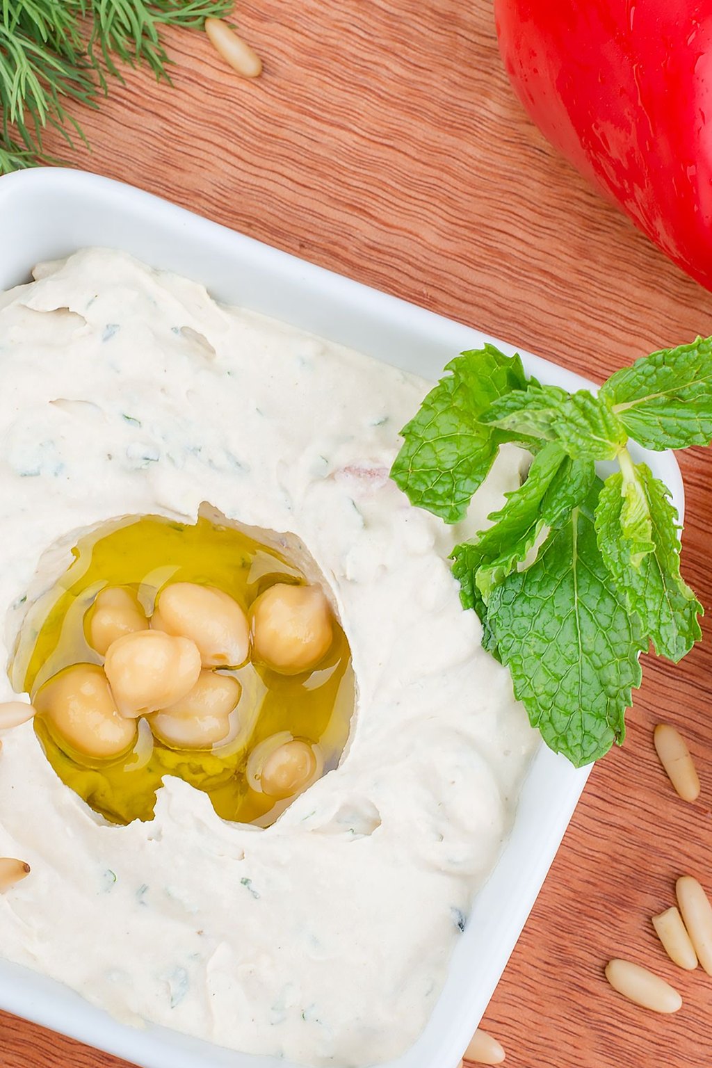Close up of whipped feta dip with honey