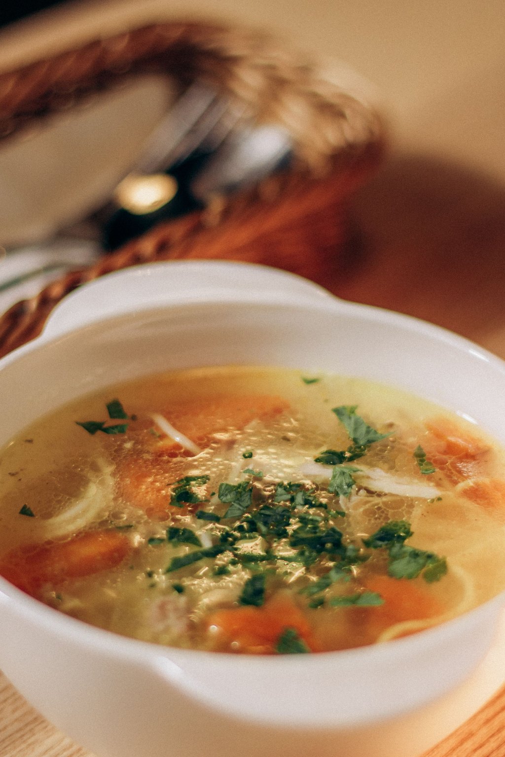 Close up of white chicken chili