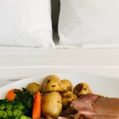 Close up of slow cooker pot roast