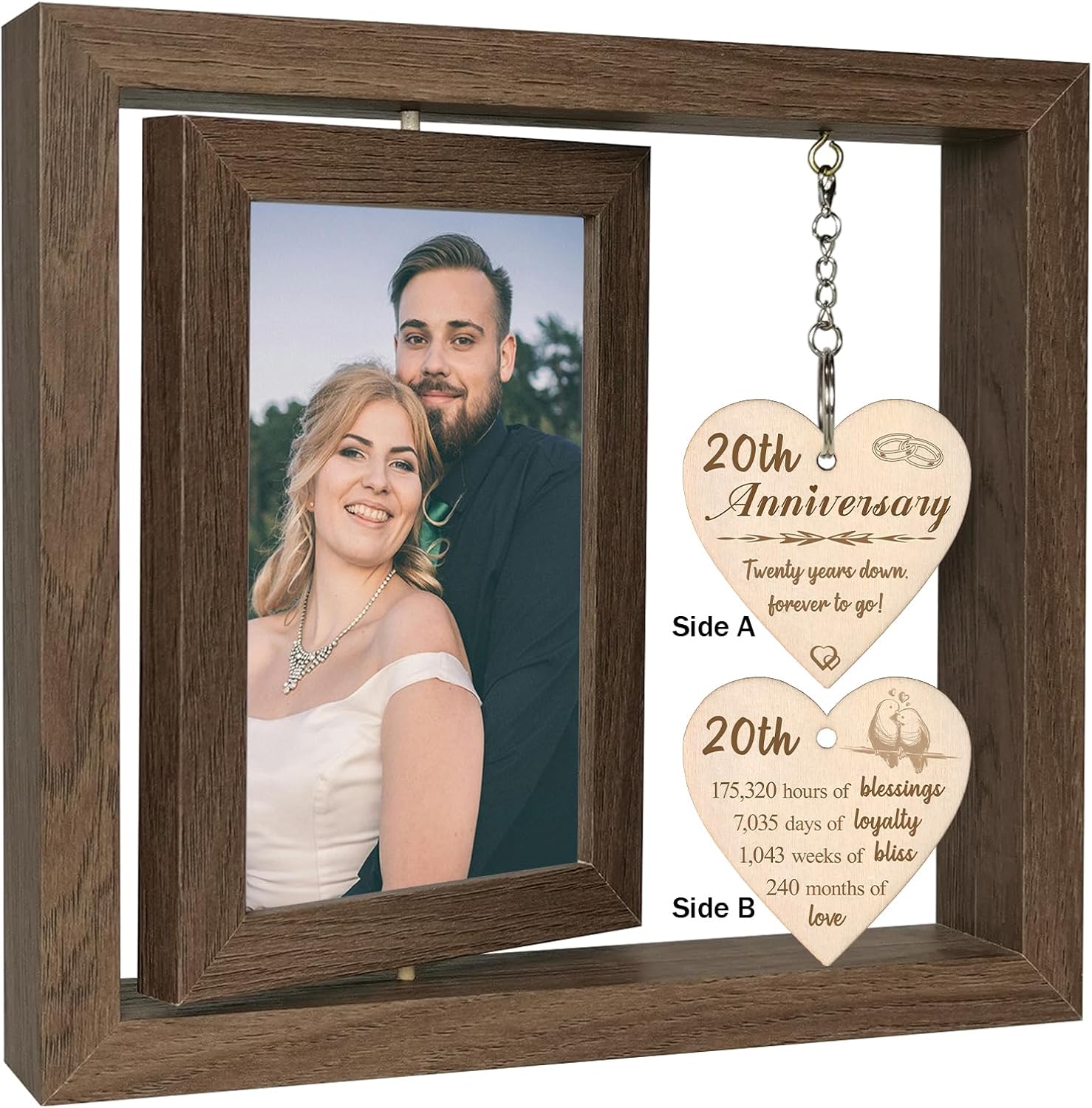 20th Wedding Anniversary Wood Picture Frame for Couple