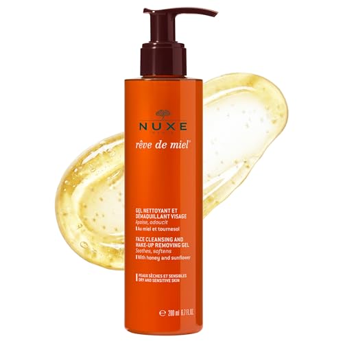 NUXE Rêve de Miel Face Cleanser and Makeup Removing Gel for Dry and Sensitive Skin with Honey and Sunflower, 6.7 Fl Oz