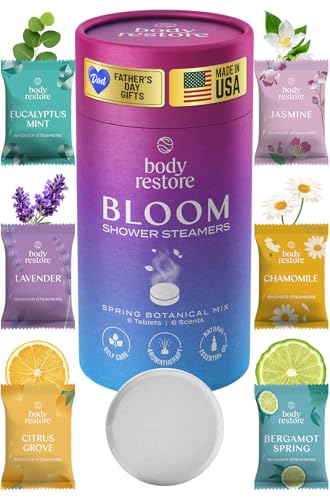 Body Restore Shower Steamers Aromatherapy 6 Pack – Fathers Day Gift for Dad, Birthday Gifts for Women and Men, Relaxation Stress Relief Self Care – Bloom