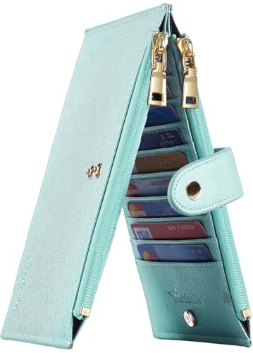 Travelambo RFID Wallet Women Large Size Bifold Multi Card Wallet Case with Zipper Pocke Credit Card Holder for Women