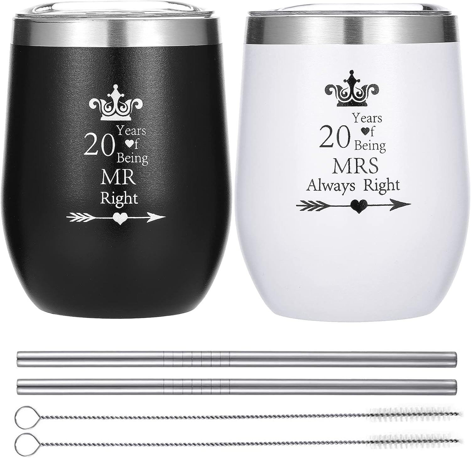 HLIKEM 20th Anniversary Wine Tumbler Set of 2