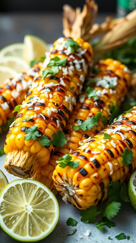 Grilled corn with coconut and lime flavors