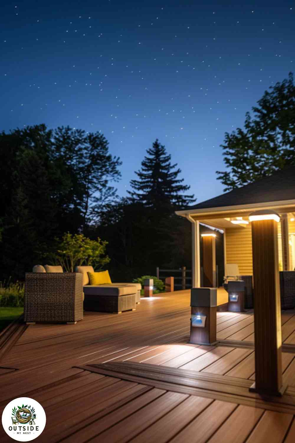 Deck with post cap lights