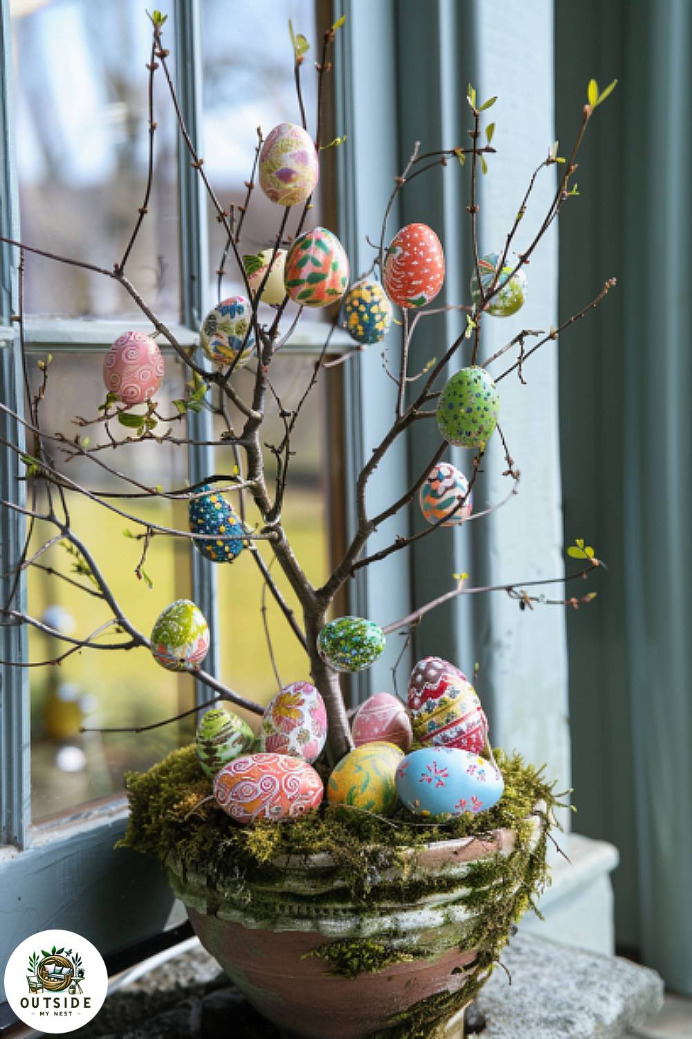 Easter egg tree on front porch