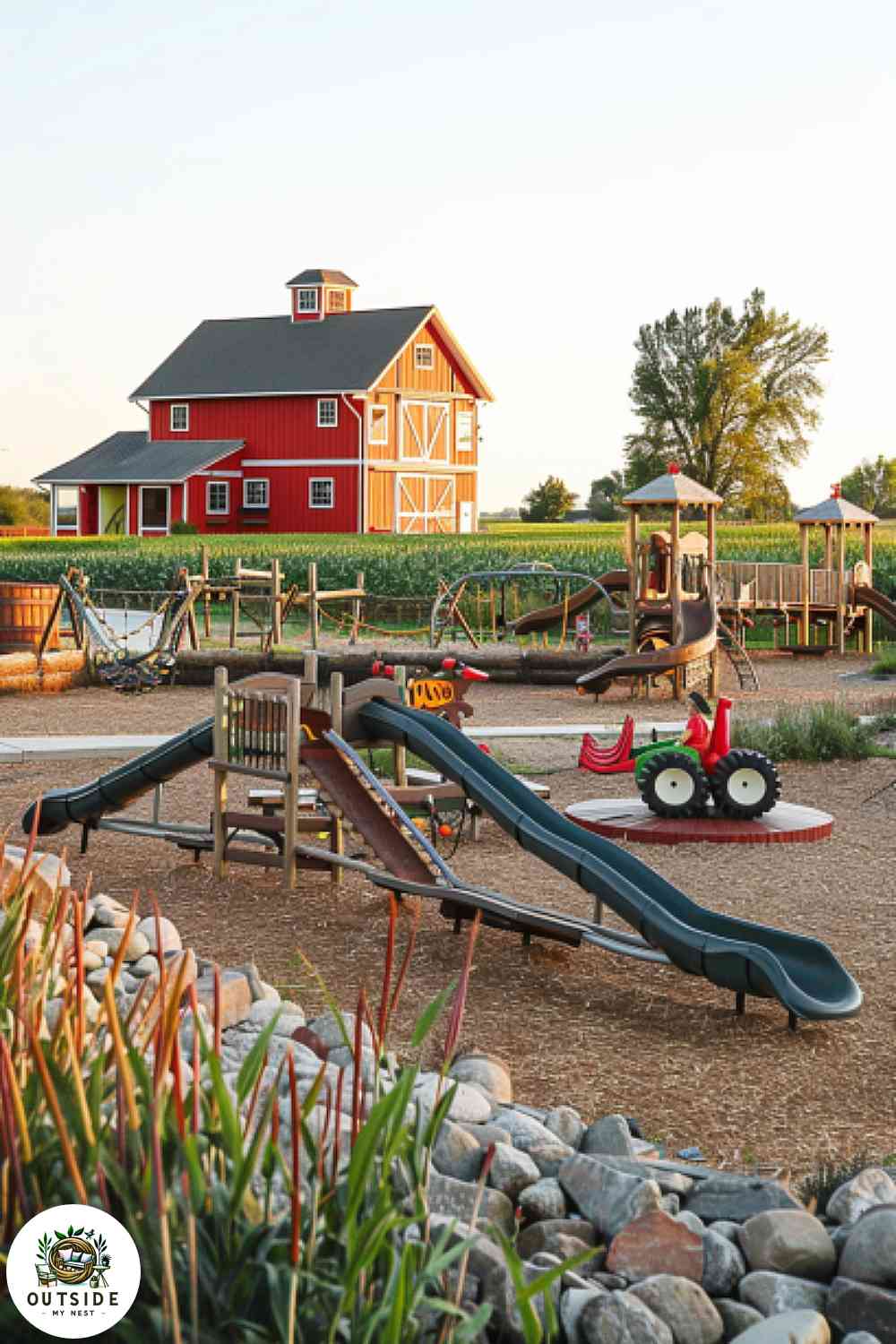 Farm-themed playground in the morning