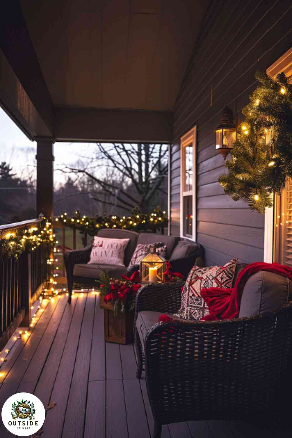 Festively decorated small deck