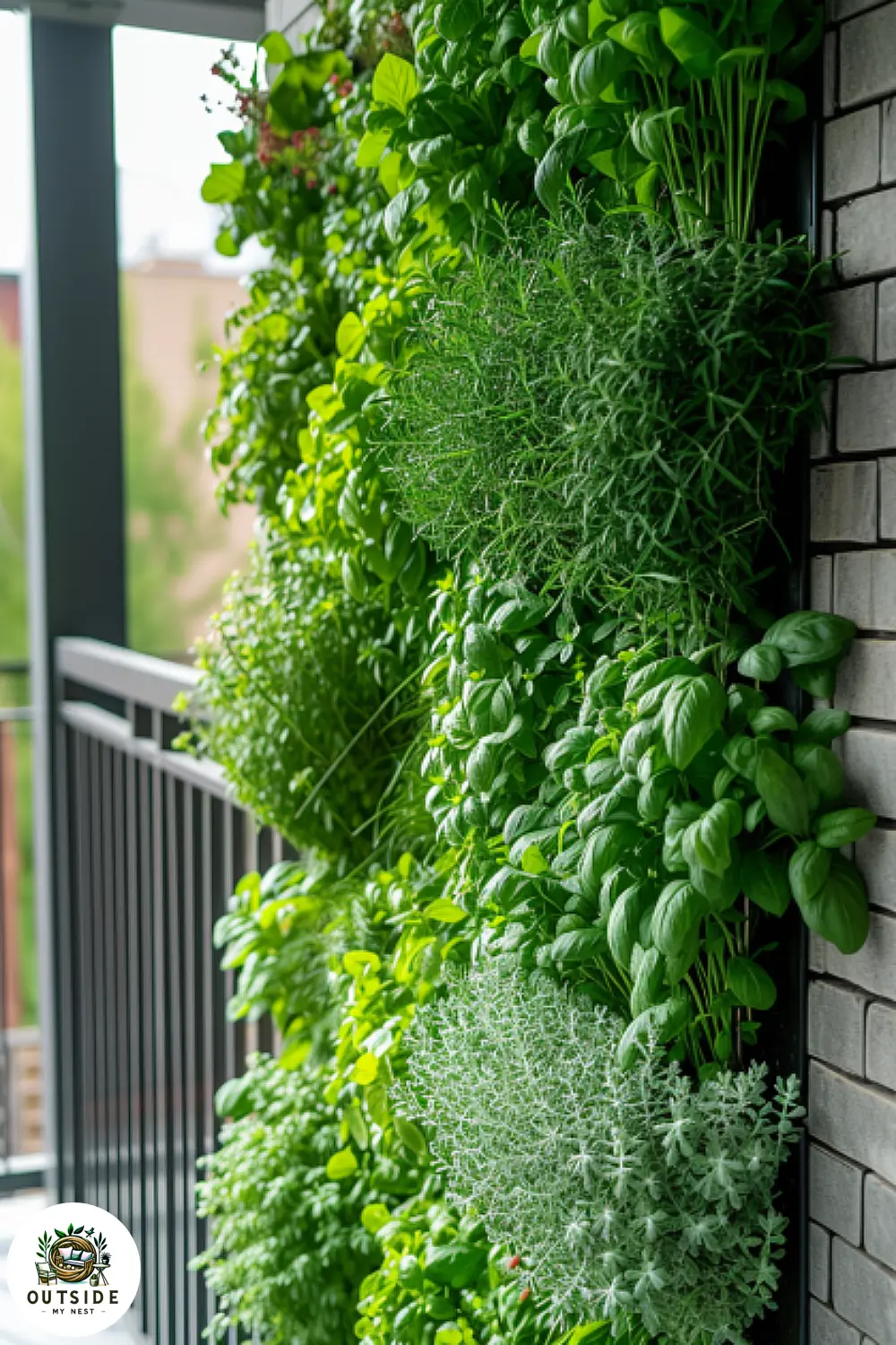 Herb wall on apartment patio