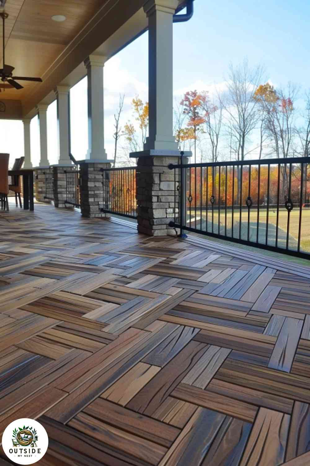 Herringbone pattern deck skirting