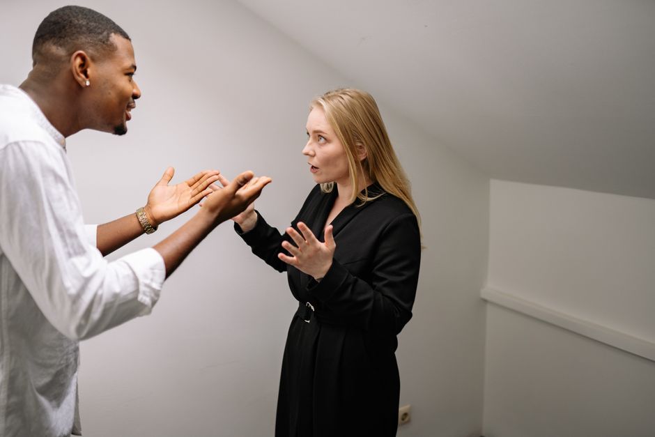 A man tries to plainly explain himself to a woman after a tense night between them.
