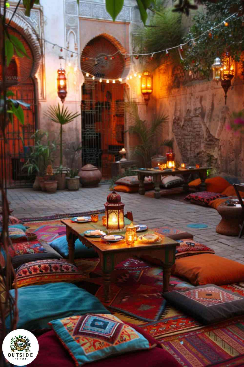 Outdoor Moroccan banquet setup